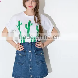 EY0309A 2015 Europe and America Fashion Single-breasted A-line Dress/Skinny Jeans Skirt of Tall Waist thumbnail-1