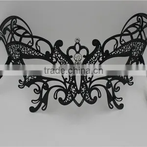 Black Silver White Gold Metal Italy Venetian Mask Masquerade Rhinestones Filigree Butterfly thumbnail-1