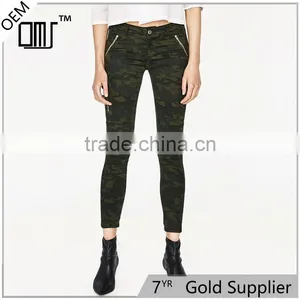 2017 Khaki Ankle Cargo Woodland Camouflage Pants for Women thumbnail-1