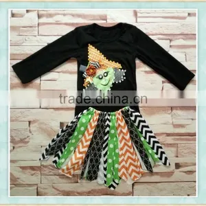 Baby Girls Halloween Dresses Low Price Long Sleeve Witch Embroidery Skirt Outfit Crochet Dress thumbnail-1