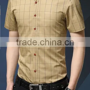 In the Summer of 2016 the New Men's Short Sleeve Shirt, Cultivate One's Morality Thin Section Checked Shirt Cotton Business Casu thumbnail-2