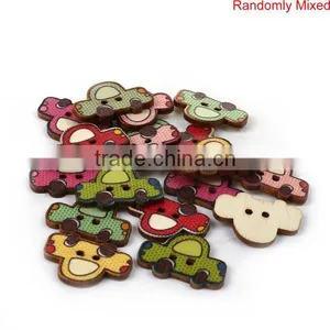 2 Holes At Random Car Shape Wood Sewing Buttons thumbnail-3