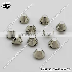 8x6mm Silver Cone Shape Sew on Spike Studs for Shoes Clothing thumbnail-1