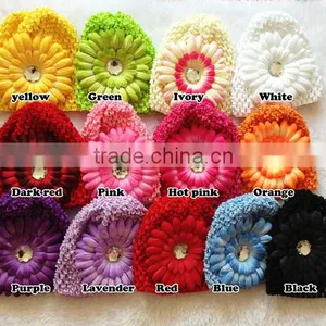 Knitted Daisy Beanie Baby Hats thumbnail-1