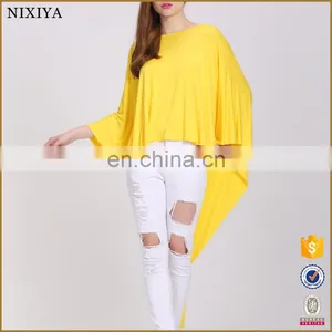 Latest Fashion Long Top Dolman Sleeve Design Short Front Long Back Top thumbnail-1