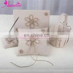Country Wedding Wedding Collections Burlap Flower Girl Basket for Rose Petals thumbnail-2