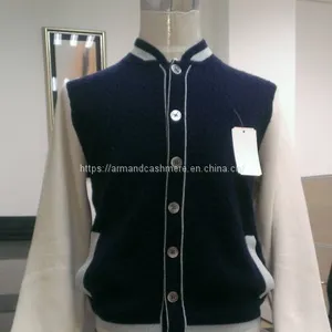 Men's 100% Cashmere Sweater Baseball Jacket (1504) thumbnail-1