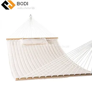 Quilted Fabric Hammock With Pillow and Spreader Bars thumbnail-1