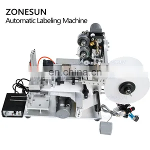 ZONESUN TB-60D Semi Automatic Plane Labeling Machine For Plastic Square Glass PET Metal Bottles thumbnail-4