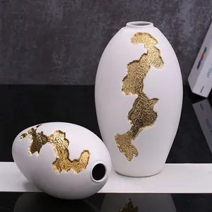 White Egg Gild Ceramic Vase Creative Nordic Modern Style For Office Hotel Decoration thumbnail-1