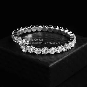 Pop Style Korean Bride Sparkling Diamond Jewelry Set Round Full Diamond Bracelet Earrings Necklace Three Sets thumbnail-2
