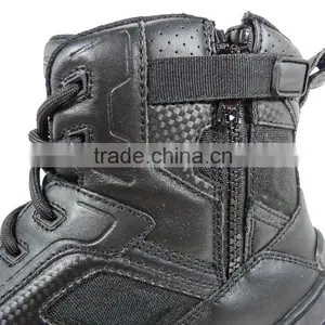 6 Inches Black Leather Steel Toe Cap Military Boots With Zipper thumbnail-6