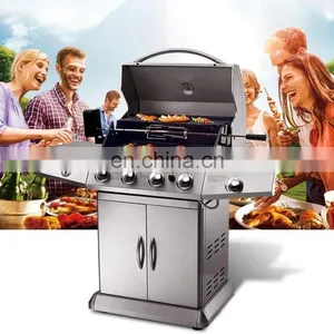 Portable 4 Burner Gas Griller Machine Commercial Smokeless Oven Barbecue Stove Gas Bbq Grill With Side Burner Toaster Ovensc thumbnail-1