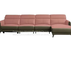 Italian Minimalist Three-Seat Chaise Longue Leather Sofa Side Carrying Usb Electric Button L-Shaped Chaise Longue Function Sofa thumbnail-3