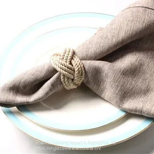 Cotton Rope Knot Napkin Ring Handmade European Style Hemp Napkin Holders Dinner Table Decoration Crafts Wedding Party Supplies thumbnail-2