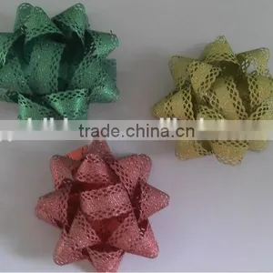 2014 the Newest Design Glitter With Lace Decorative Border Star Bows or Garland Ribbon Flower For Christmas/Wedding Celebration thumbnail-3