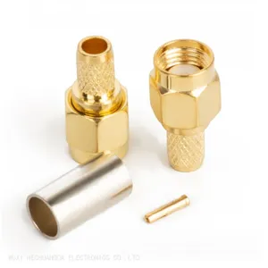 High Quality Full Brass RF Coaxial Straight SMA-J-3 Male Female Positive Electrode Crimp Connector for SYV50-3/RG58/3D-FB/LMR200 Cable thumbnail-2