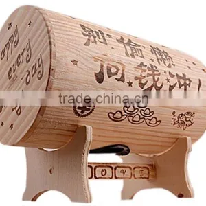 Christmas Children's Barrel Bank Wooden Coin Saving Box thumbnail-4