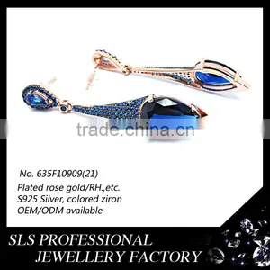 2015 Real Cheap 925 Silver Earrings Jewelry Blue Sapphire Jewelry Beauty Silver Gemstone Earring Studs thumbnail-4
