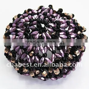Fashion Scrunchies With Black and Purple Beads,hairband thumbnail-1