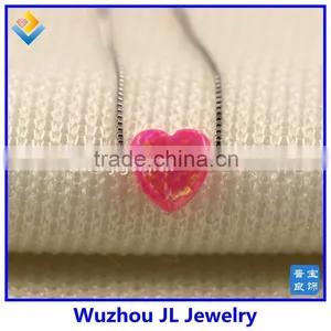 Beautiful 925 Sterling Silver Chain With Synthetic Pink Heart Opal Pendant Necklace thumbnail-3