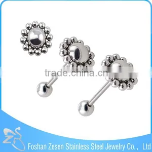 316L Stainless Stell Flower Design Exotic Tongue Rings Wholesale thumbnail-1