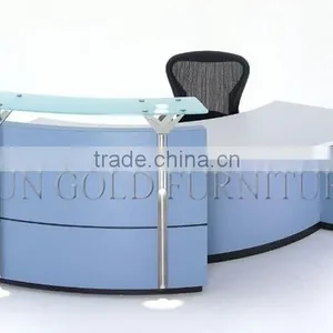 Modern Chinese Factory Wholesale and High Quality Curved Stainless Steel and Wood Office Table,Office Reception Desk (SZ-RT042) thumbnail-2