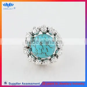 EUROPEAN POPULAR TURQUOISE HIGH QUALITY MEN'S SILVER RINGS thumbnail-1