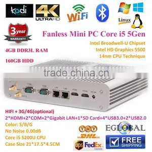 Eglobal or DIY Cloud Computer Core i5 5200U 4GB RAM 160GB HDD Mini PC Windows8.1 Free Shipping Nettop HD-MI 1080P Video Player thumbnail-1