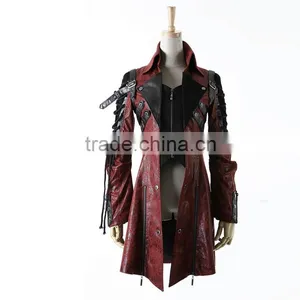 Y-349 Red Gothic Punk Rave Studded Special Hot Punk Leather Jacket thumbnail-4