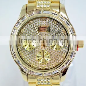 2016 New Arrival Stylish Geneva Alloy Metal Hip Hop Bling Bling Watch, Big Face Watch thumbnail-2