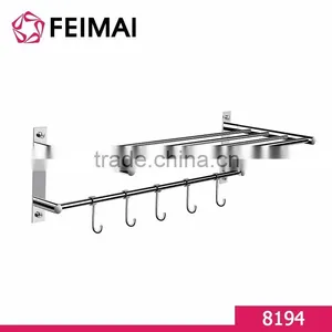 Bathroom Accessories Brass Chrome Finishing Towel Shelf With Five Hooks thumbnail-1