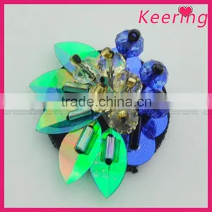 Cheap Green Sequin Five-leaves Handmade Flowers Patch thumbnail-3