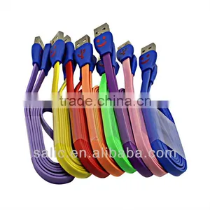 Smile Face Colorful Usb Flat Data Cable thumbnail-1