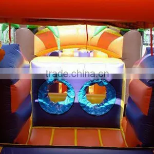 Jungle Inflatable Bouncy House Double-lane Slide Combo Obstacle Course Racing Game thumbnail-4