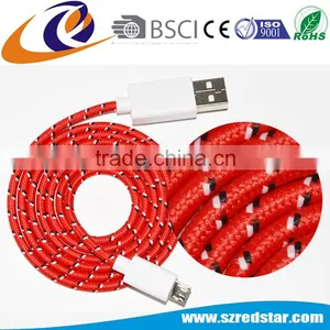 Colorful 1m 1.5m 2m 3m USB 2.0 Nylon Braided Micro USB Cable For Samsung Android Mobile Phone thumbnail-1