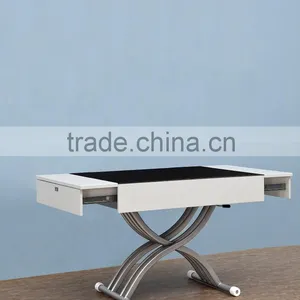 Multifunction Lift Coffee Table Adjustable Tea Table Design Expandable Tempered Glass Folding Dining Tables thumbnail-1