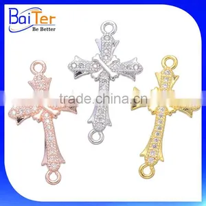 Fashion White Gold Plated Pave Cubic Zircon CZ 925 Sterling Silver Cross Pendant Necklace Pendant thumbnail-2
