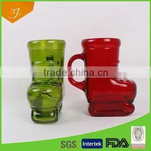 Colorful Santa's Boot Shape Glass Beer Mug,High Quality Glass Handle Beer Glass Mug Quality Choice thumbnail-4