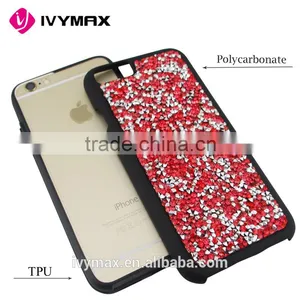 IVYMAX Red Mini Crystals Rhinestones Desire Candy Skin Cover With Soft TPU Frame For Iphone 6s Phone Case Supplier's Choice thumbnail-5