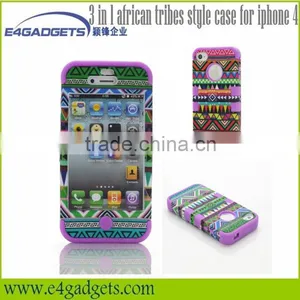 2013 New Product Functional 3 in 1 African Tribes Style Case for Iphone 4, for Iphone 4" Original thumbnail-1