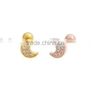 Piercing Stud Cartilage Moon Barbell Earrings For Tragus Piercings thumbnail-2