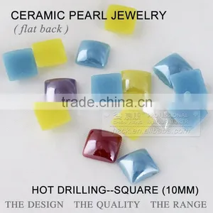 Hot Fix Ceramics Pearl 10*10mm Square Flat Back Ceramic Rhinestone Factory Direct on Sales thumbnail-1