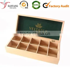 Cheap Plain MDF Wood 10 Compartment Custom Made Tea Boxes for Factory Sale Quality Choice thumbnail-1