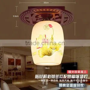 Chinese-made Flower Shade Modern Ceramic Energy Saving Ceiling Lamp Porcelain Wooden Light thumbnail-4
