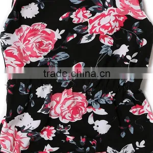 Newborn Baby Girls Cotton Clothing Black Printing Flower Baby Rompers Boutique Rompers for Toddler thumbnail-3
