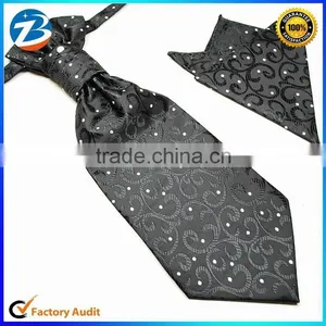 Fashion Jacquard Design Microfiber Hanky Ascot Tie Set thumbnail-1