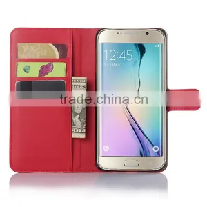 Hot Selling Ultra Thin Lichee PU Leather Case Wallet Folio Flip Cover for Samsung GALAXY S6 Edge Plus thumbnail-6