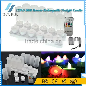 12Pcs/Set RGB Remote Controller Rechargeable LED Tealight Candles for Wedding Birthday Party thumbnail-1