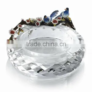 RORO Joy Plum Flower Enamel Crystal Glass Ashtray thumbnail-1